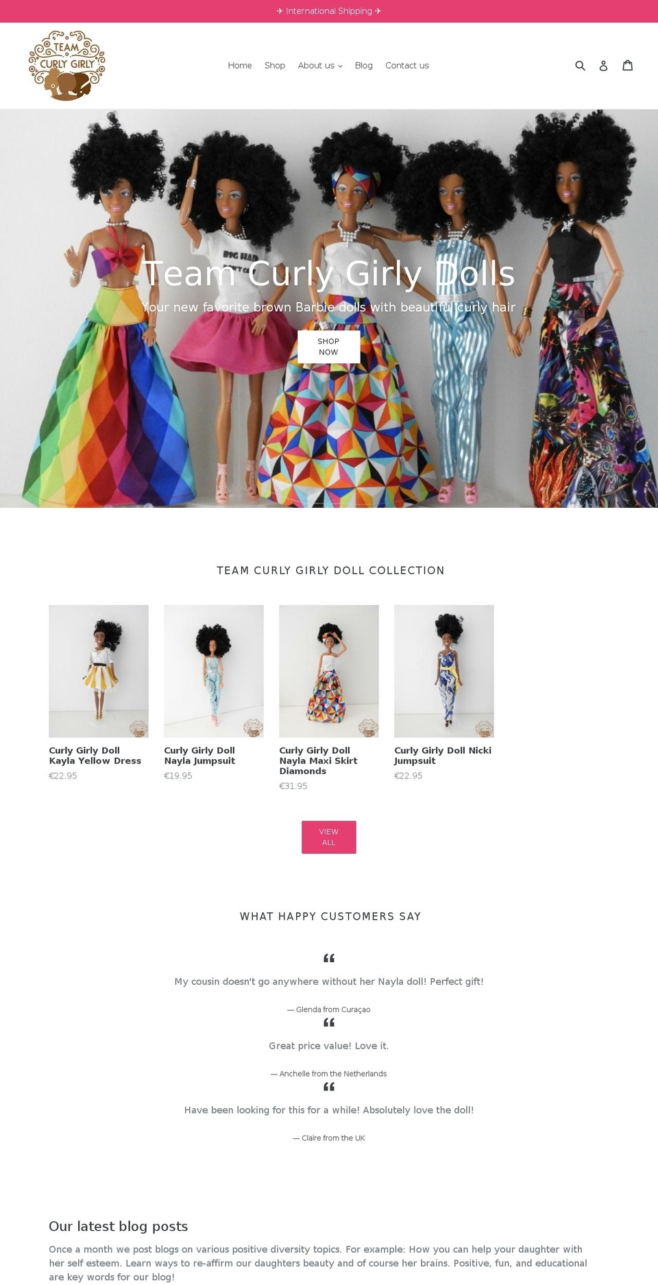 teamcurlygirly.com — Shopify storefront screenshot