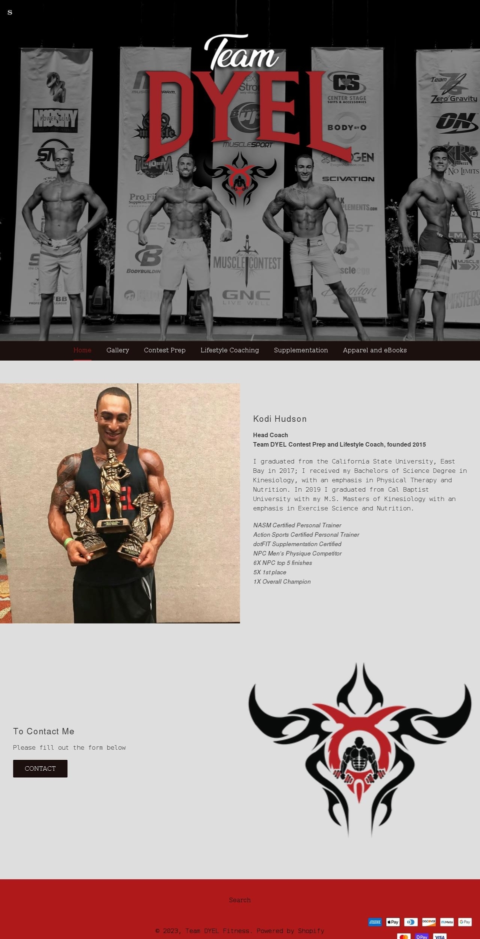 teamdyelfitness.com shopify website screenshot