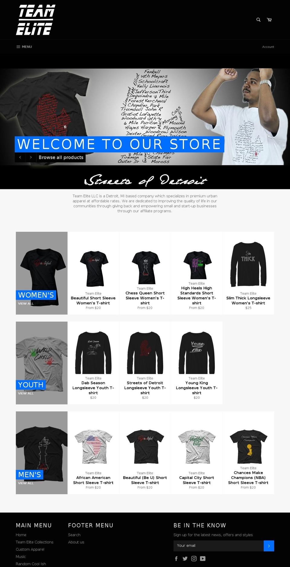 teamelite313.com — Shopify storefront screenshot
