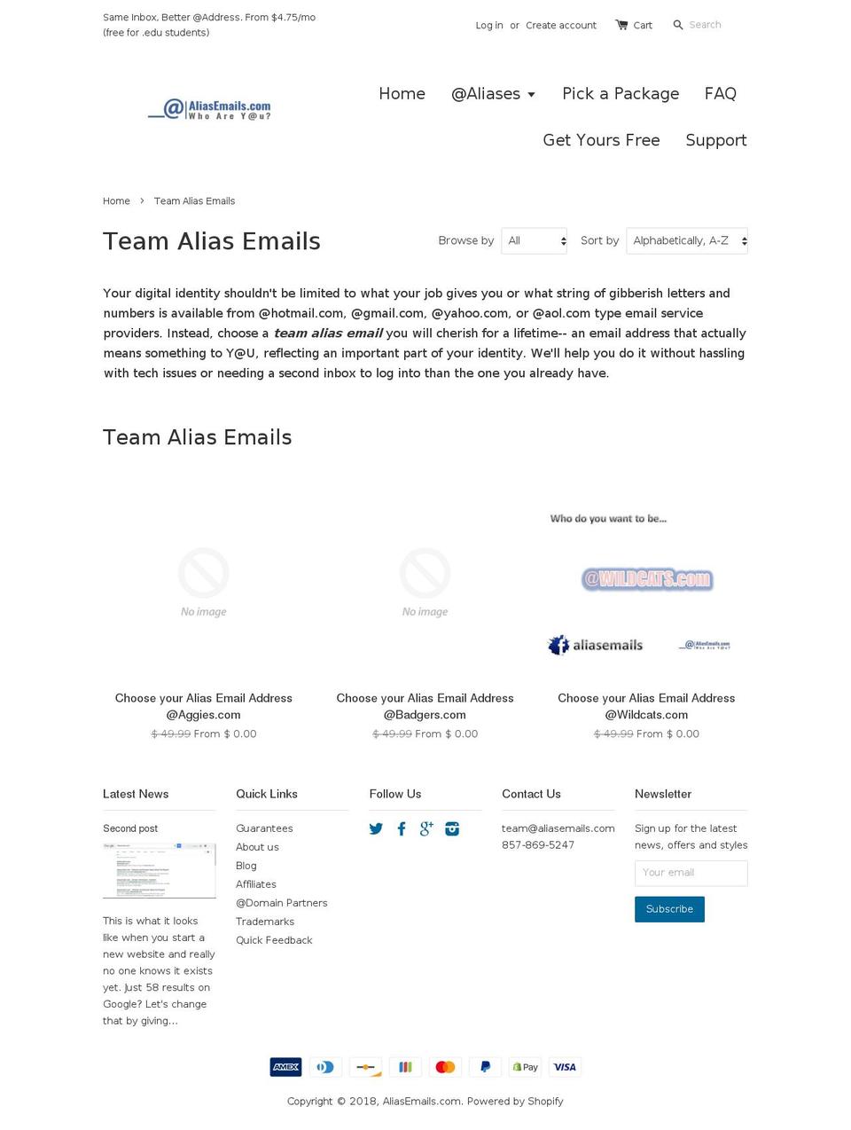 teamemails.com — Shopify storefront screenshot