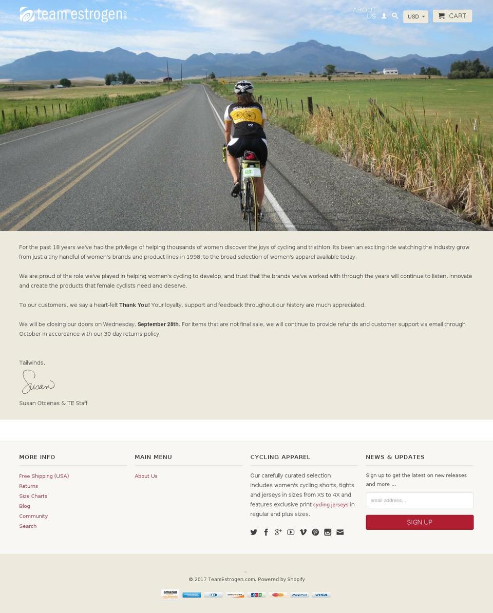 teamestrogen.net shopify website screenshot