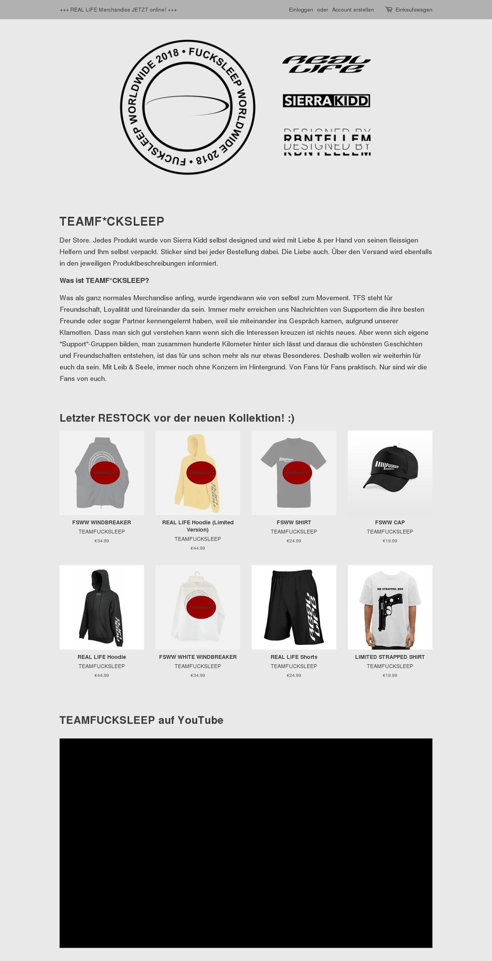 teamfucksleep.de shopify website screenshot