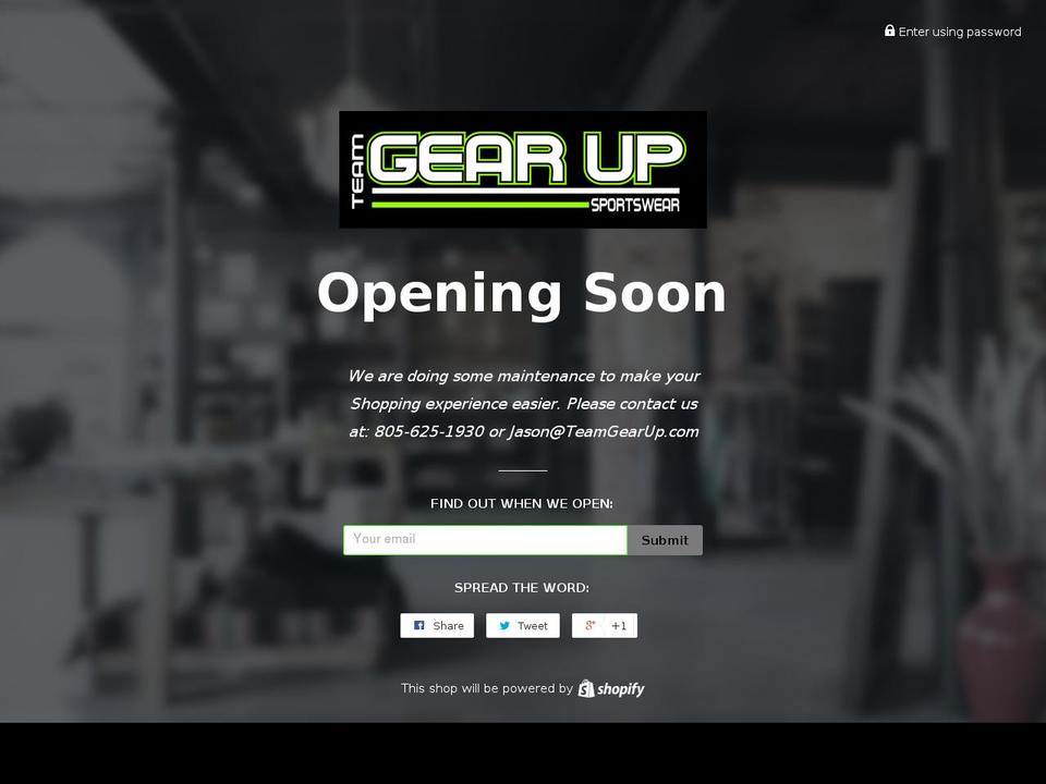 teamgearup.com shopify website screenshot