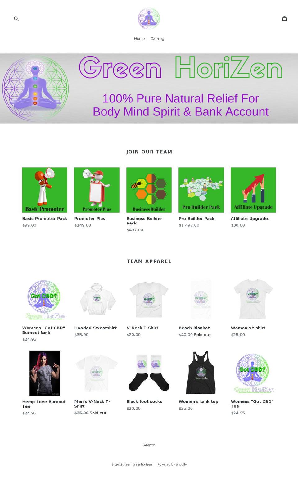 teamgreenhorizen.com — Shopify storefront screenshot