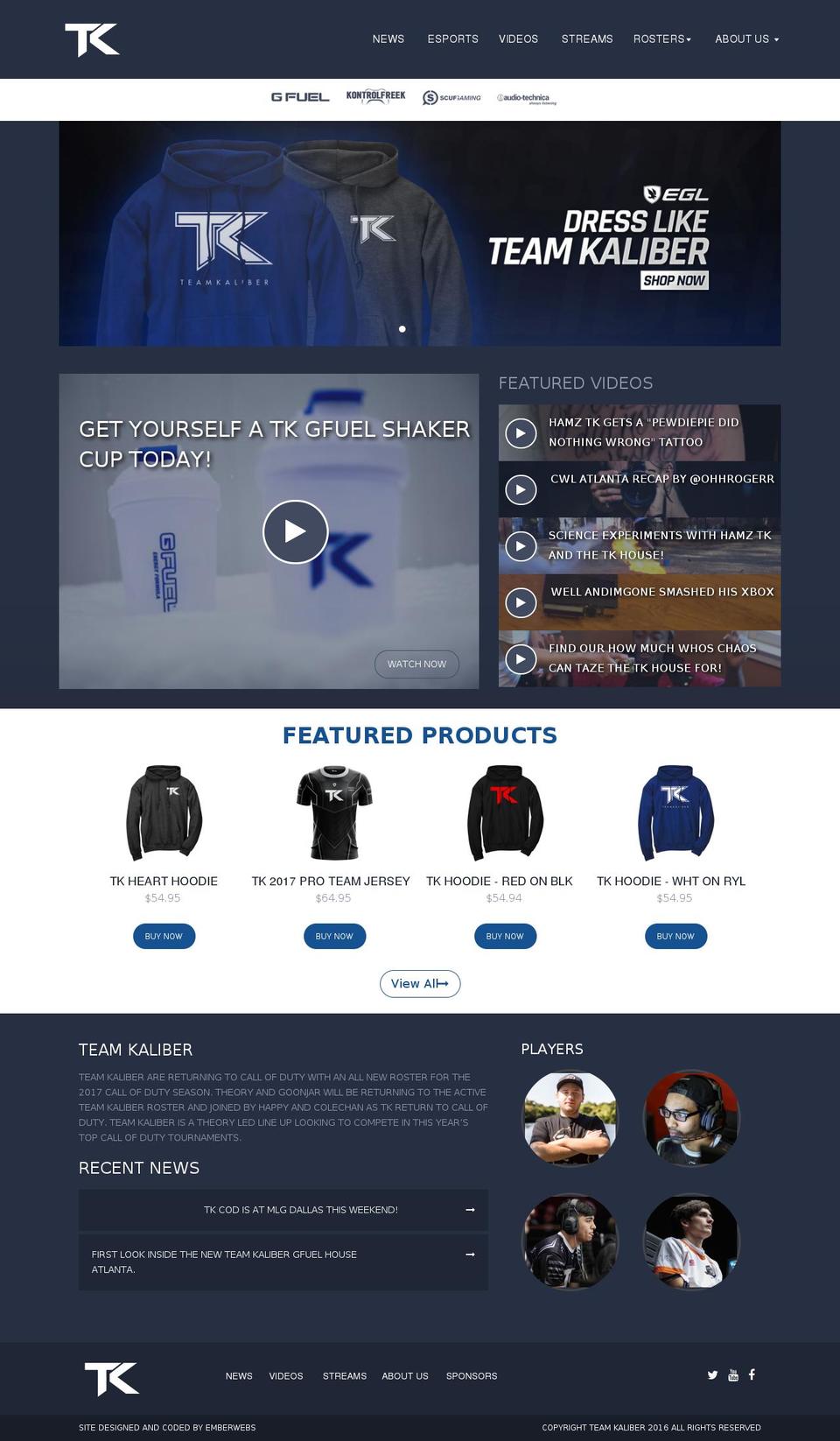 teamkaliber.com shopify website screenshot