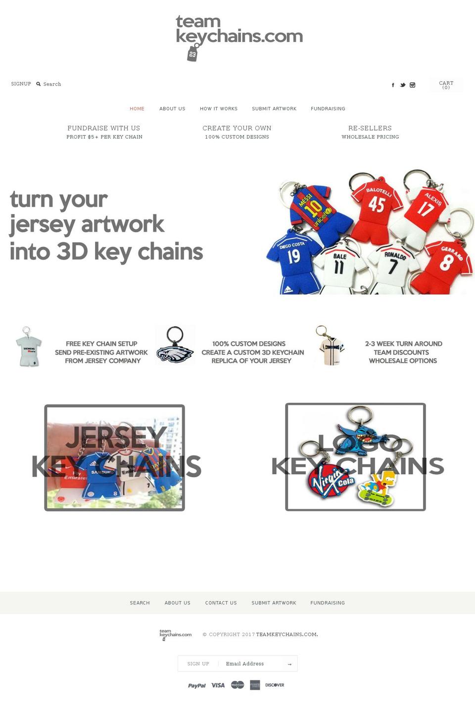 teamkeychains.com shopify website screenshot