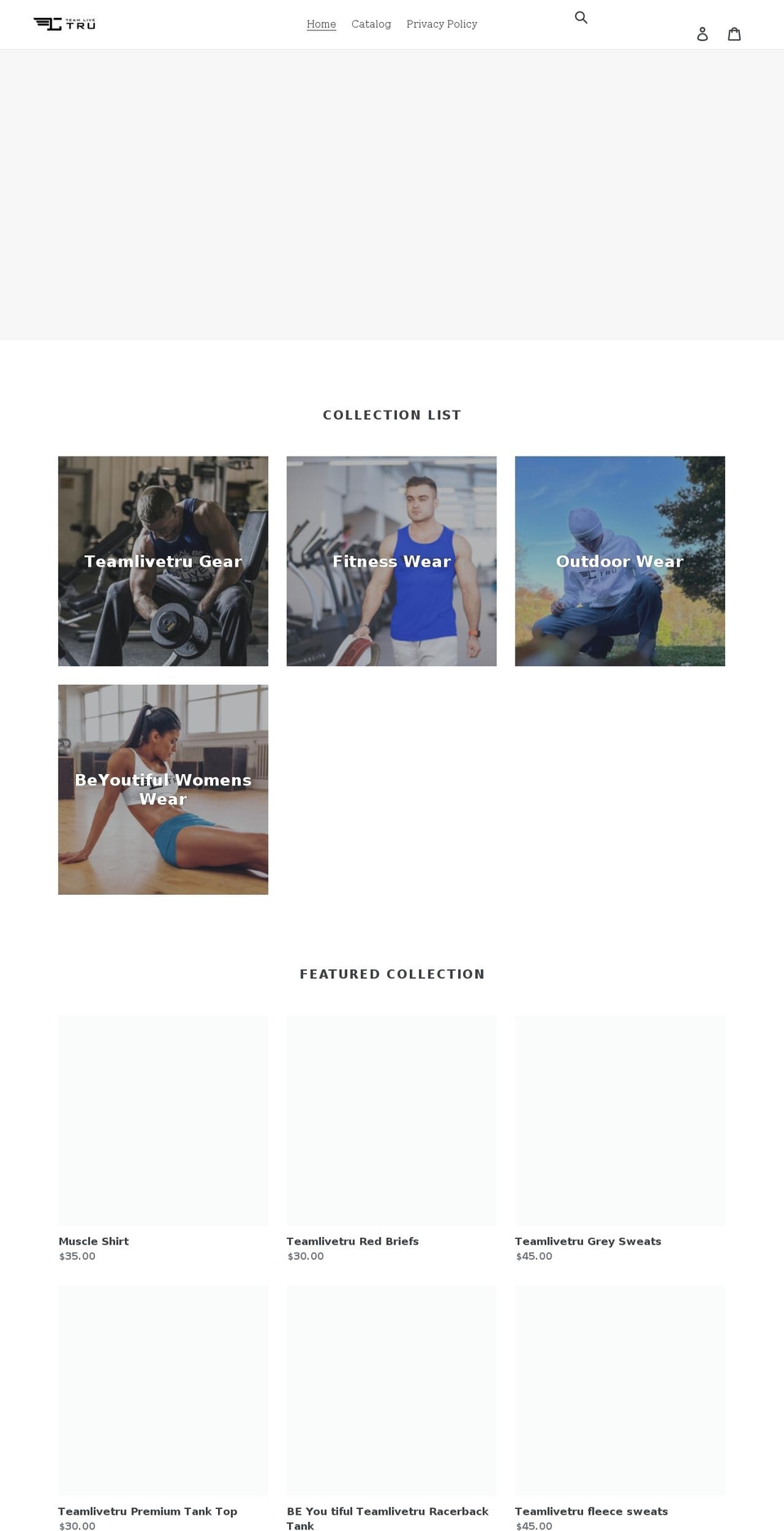 teamlivetru.com shopify website screenshot
