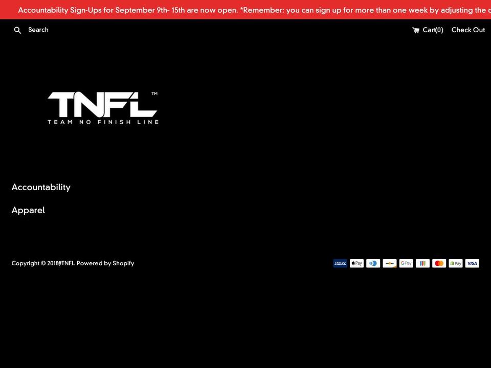 teamnofinishline.com — Shopify storefront screenshot
