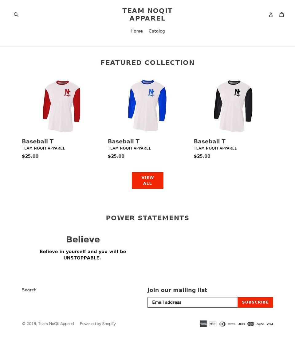 teamnoqitapparel.com — Shopify storefront screenshot