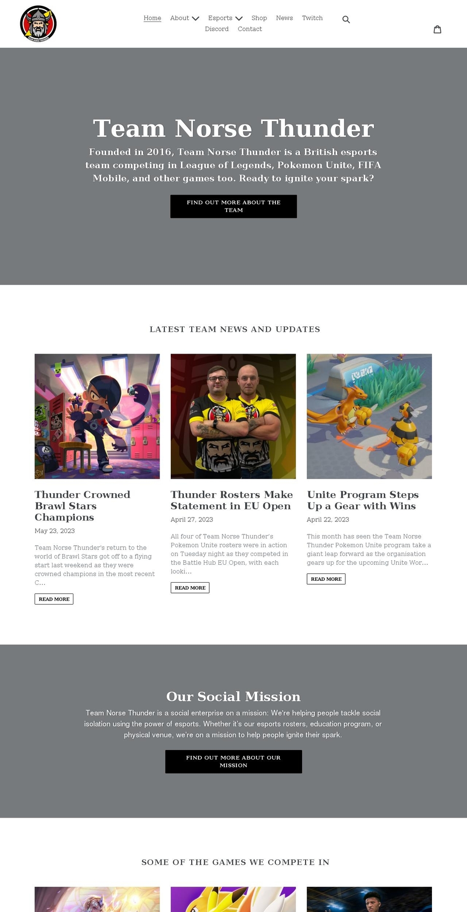 teamnorsethunder.com shopify website screenshot