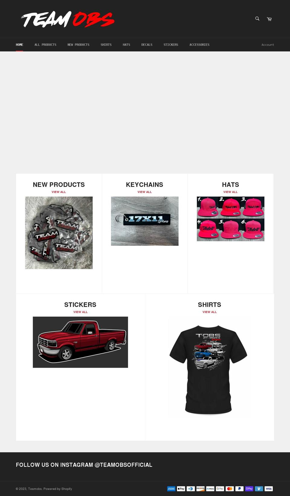 teamobsofficial.com shopify website screenshot