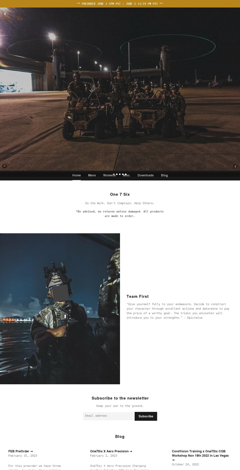 teamone7six.com shopify website screenshot