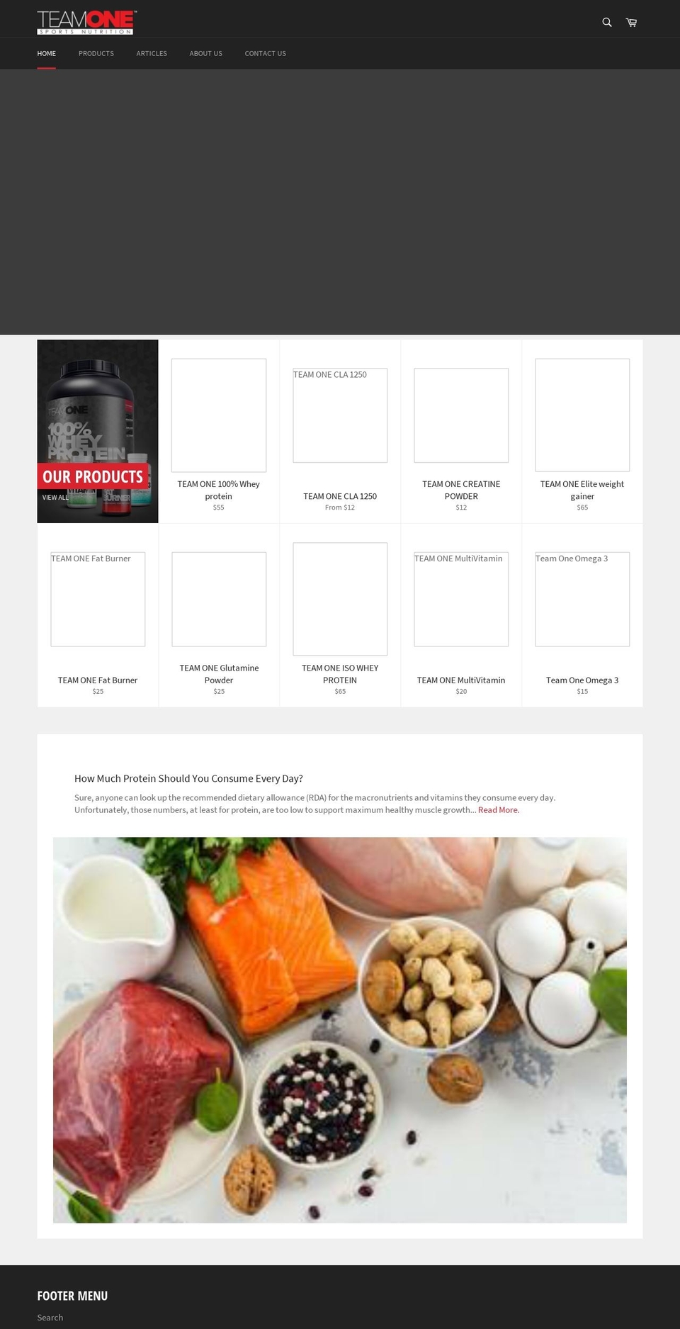 teamonenutrition.com shopify website screenshot
