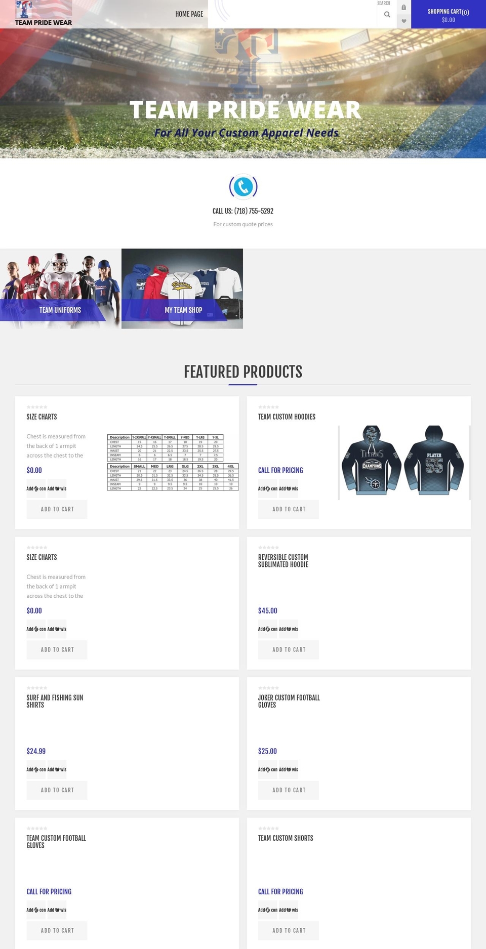 teampridewear.com — Shopify storefront screenshot