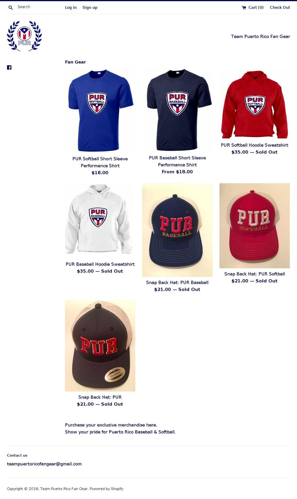 teampuertoricofangear.com — Shopify storefront screenshot