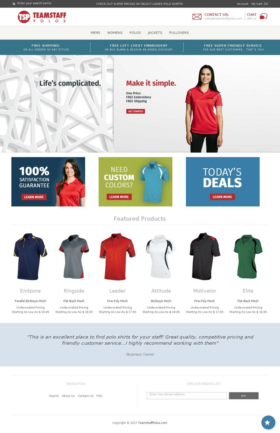 teamstaffpolos.com shopify website screenshot