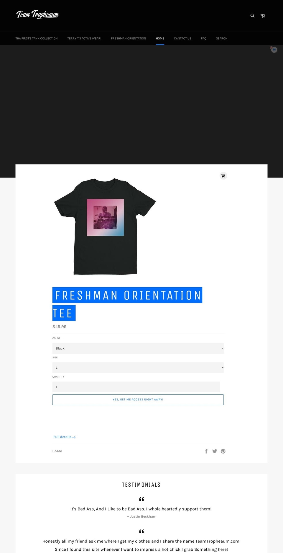 teamtropheaum.com — Shopify storefront screenshot