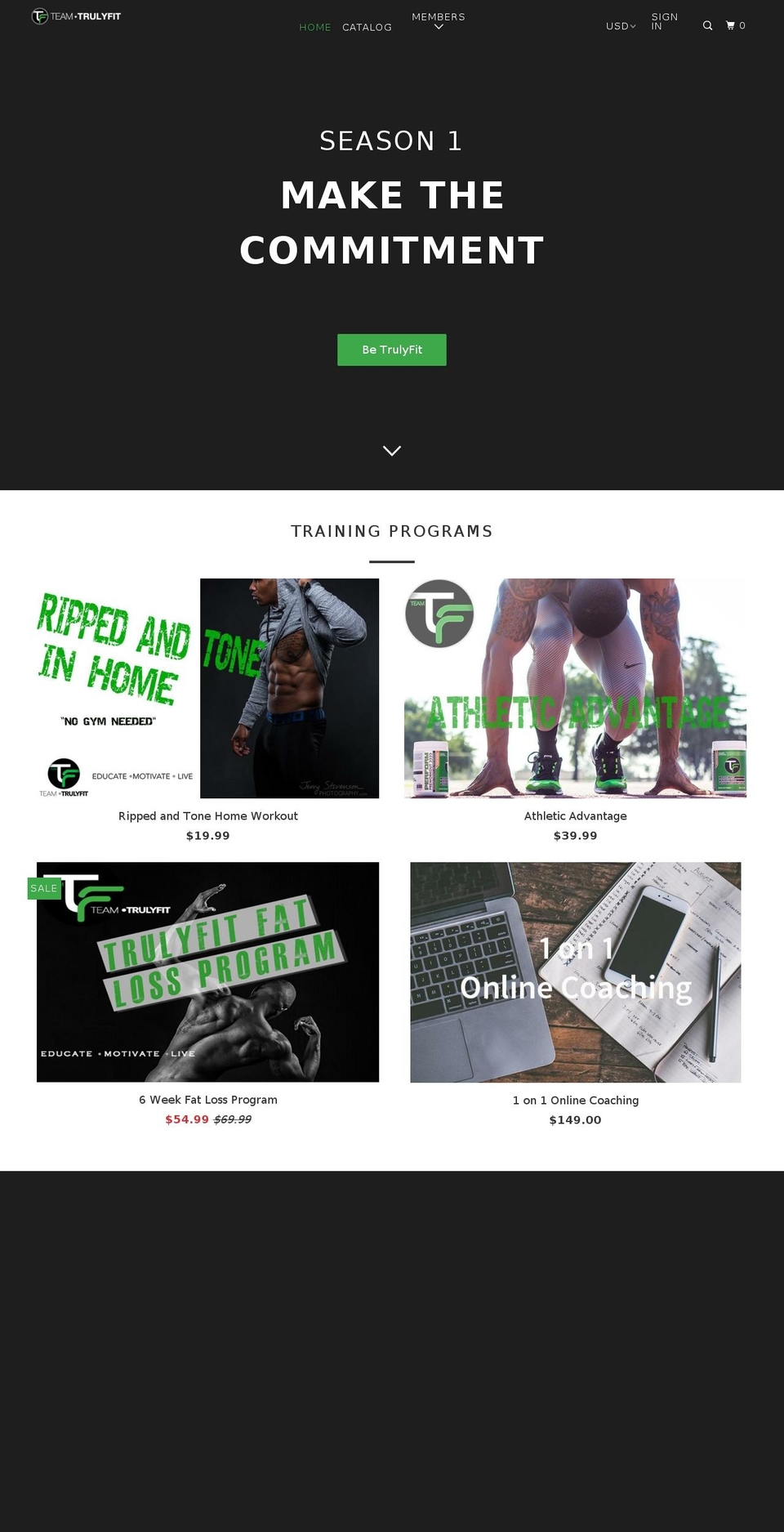 teamtrulyfit.com — Shopify storefront screenshot