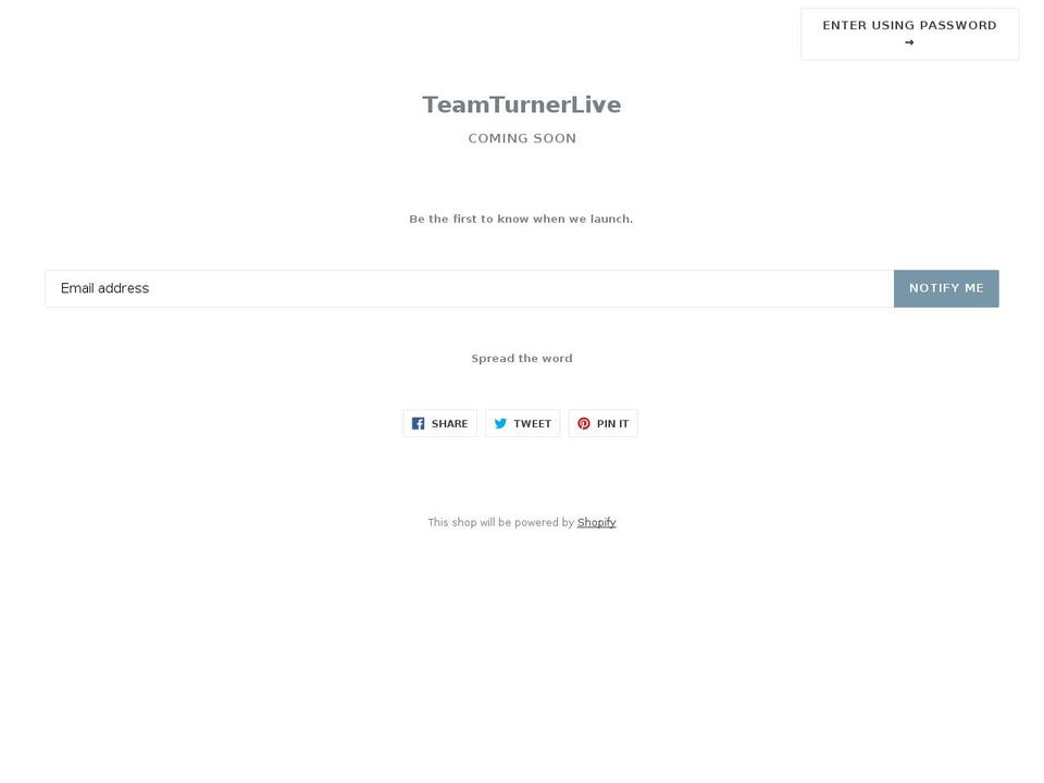 teamturnerlive.com shopify website screenshot