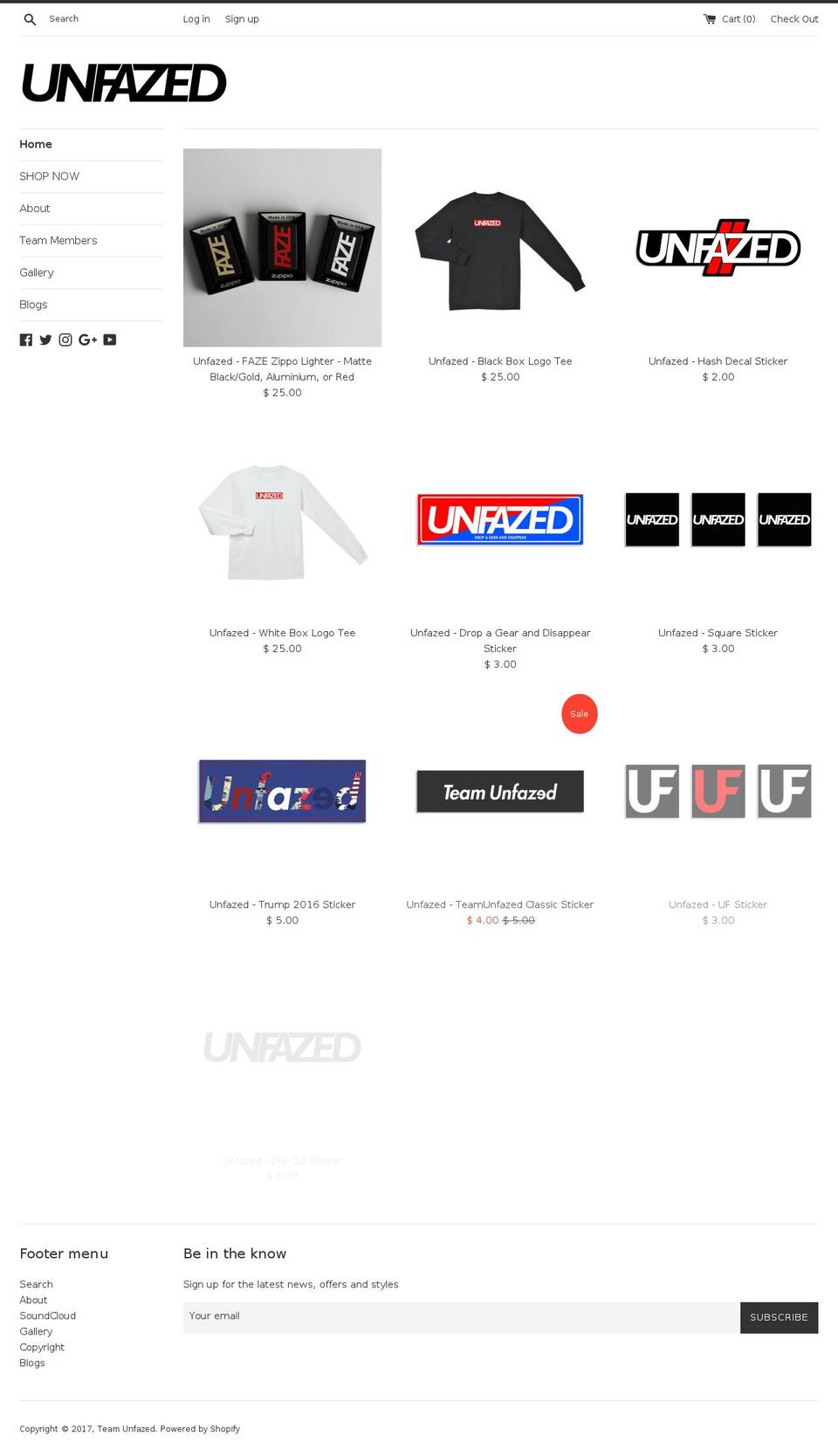 teamunfazed.com shopify website screenshot