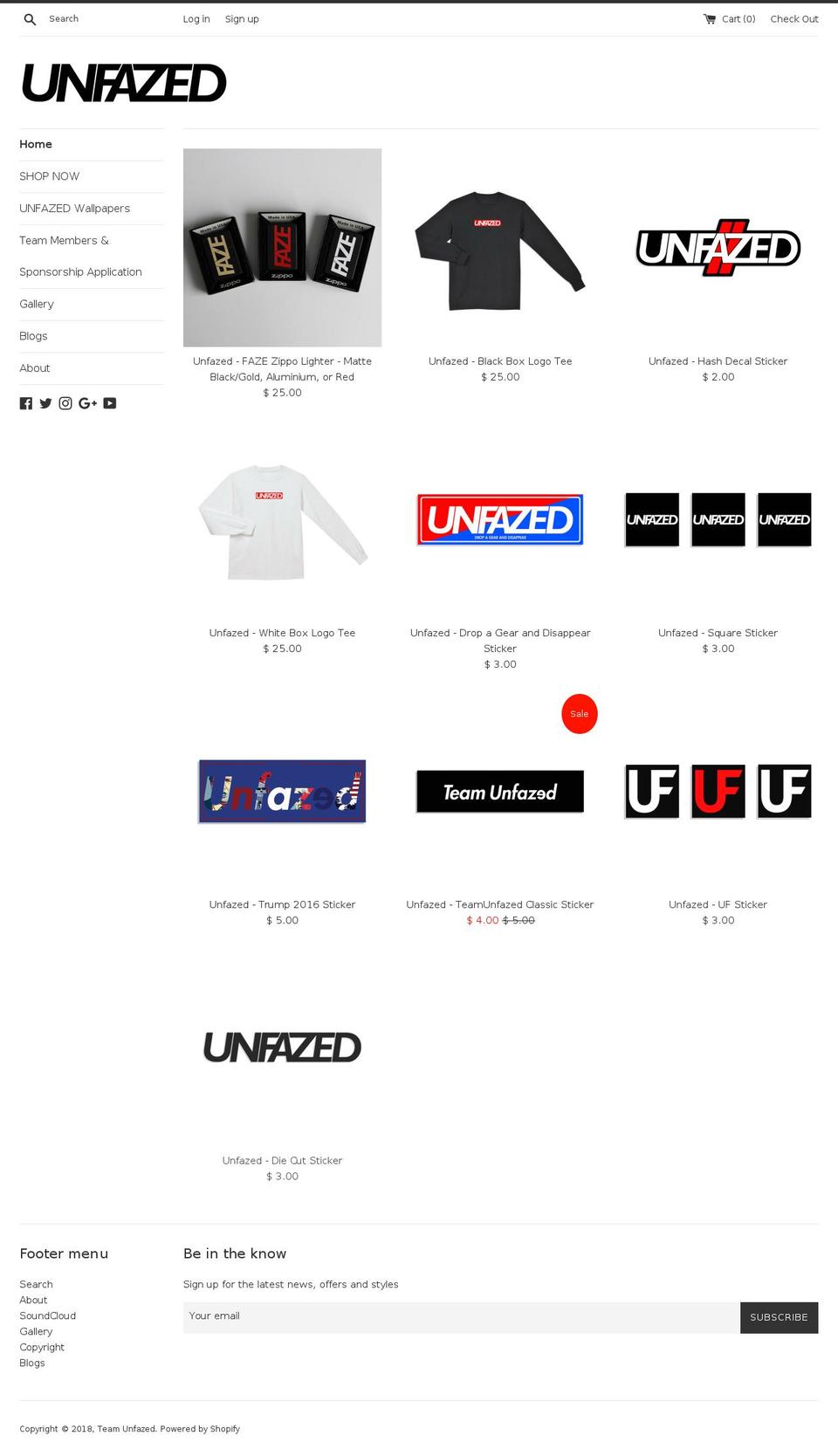 teamunfazed.life shopify website screenshot