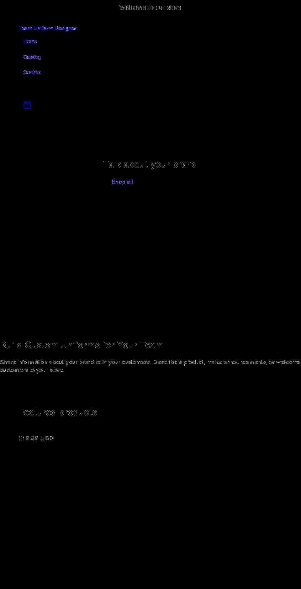 teamuniformdesigner.com shopify website screenshot