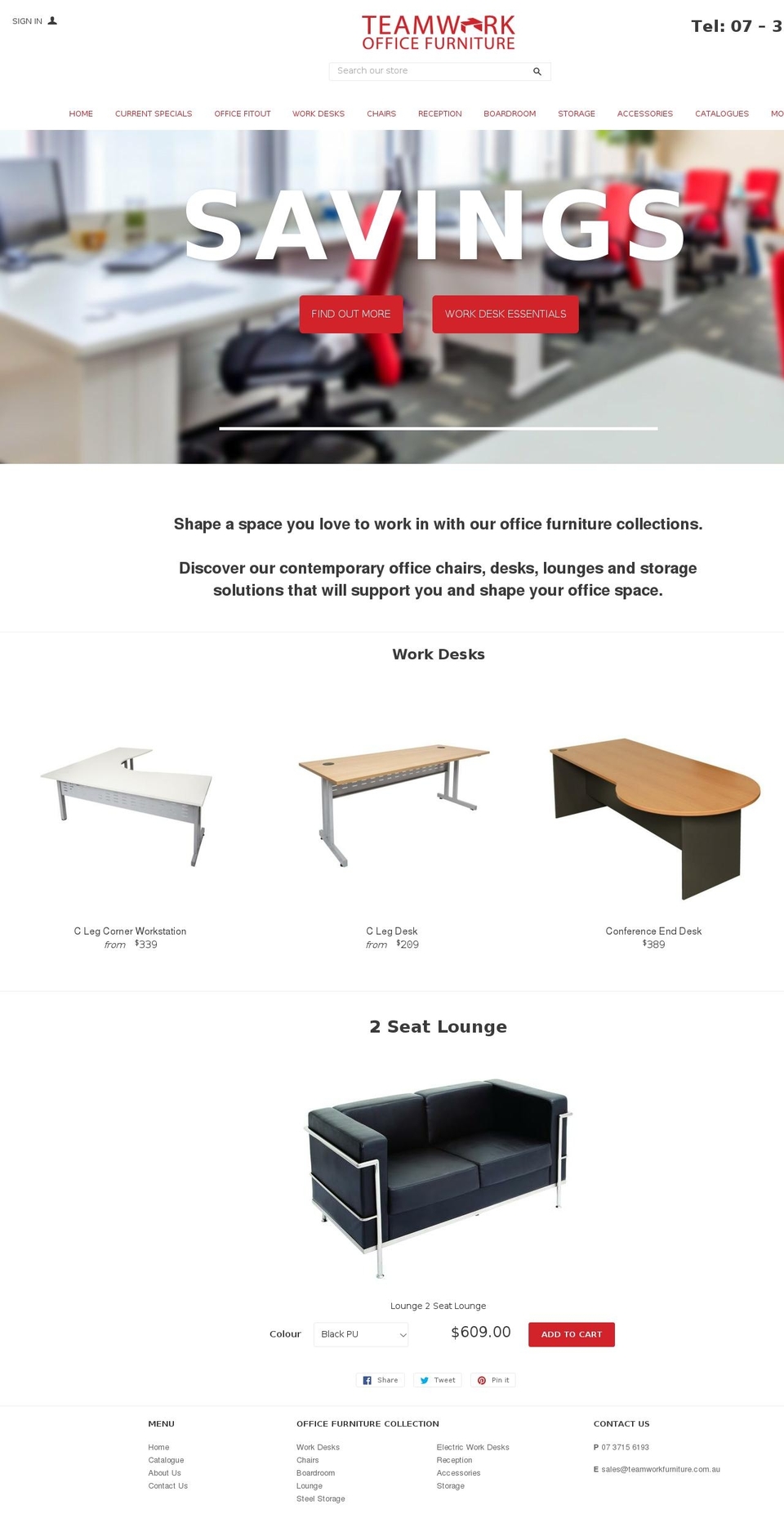 teamworkfurniture.com.au shopify website screenshot