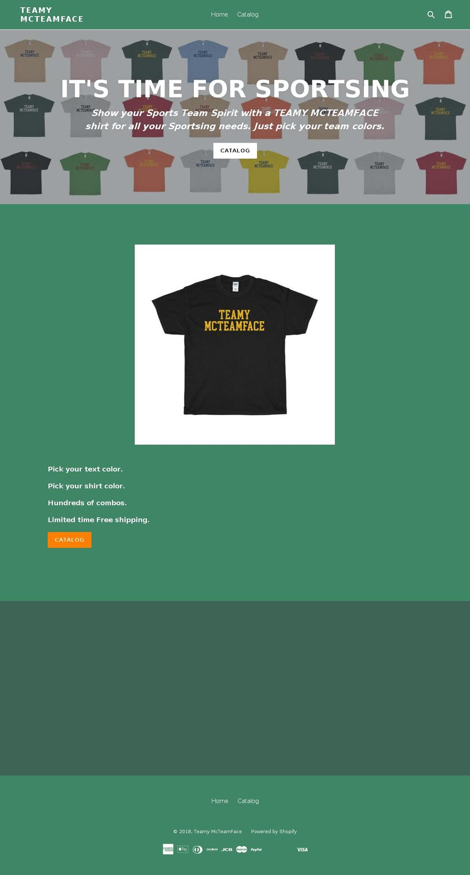 teamymcteamface.com shopify website screenshot