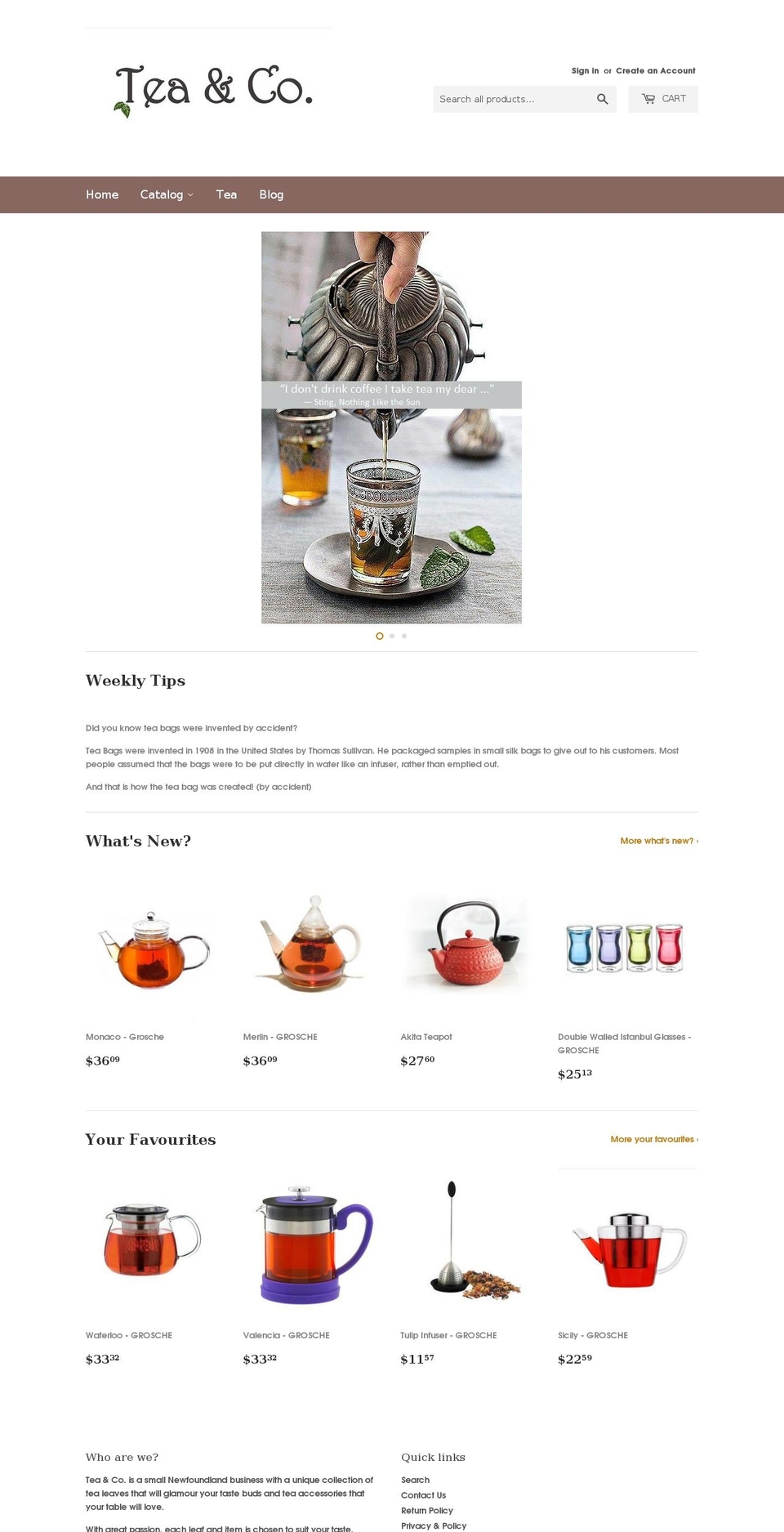 teandco.com — Shopify storefront screenshot