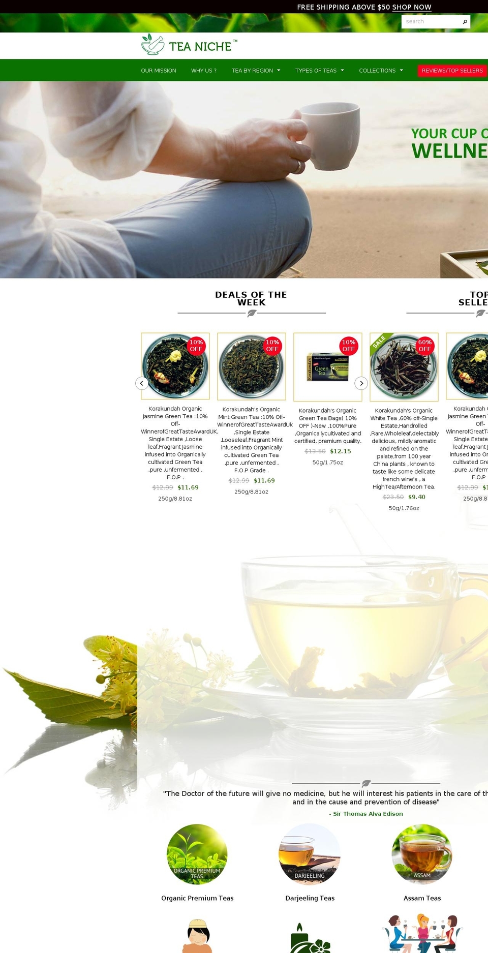 teaniche.com shopify website screenshot