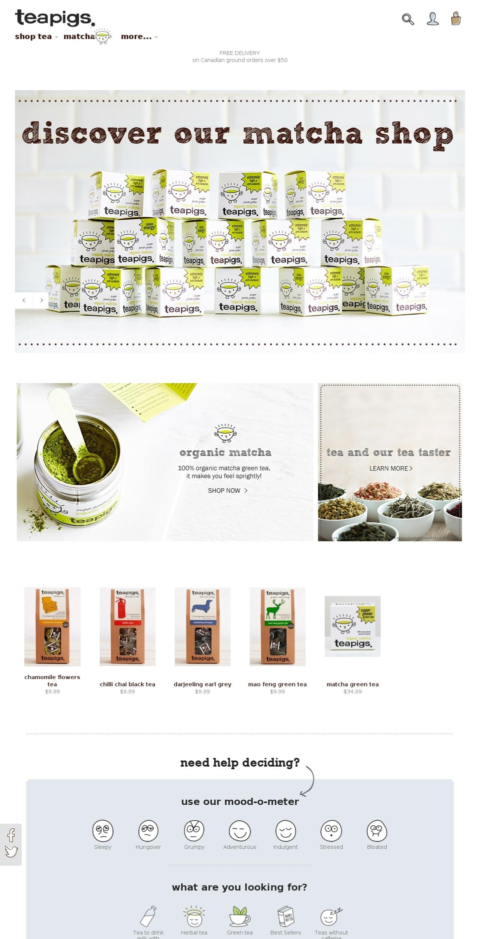 teapigs.ca shopify website screenshot