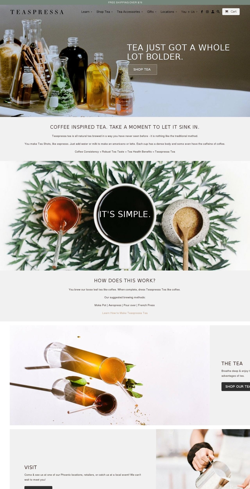 New Retina Shopify theme site example teapressa.com