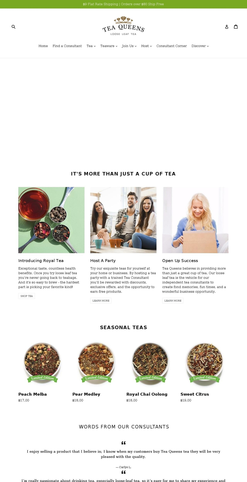 teaqueens.com shopify website screenshot