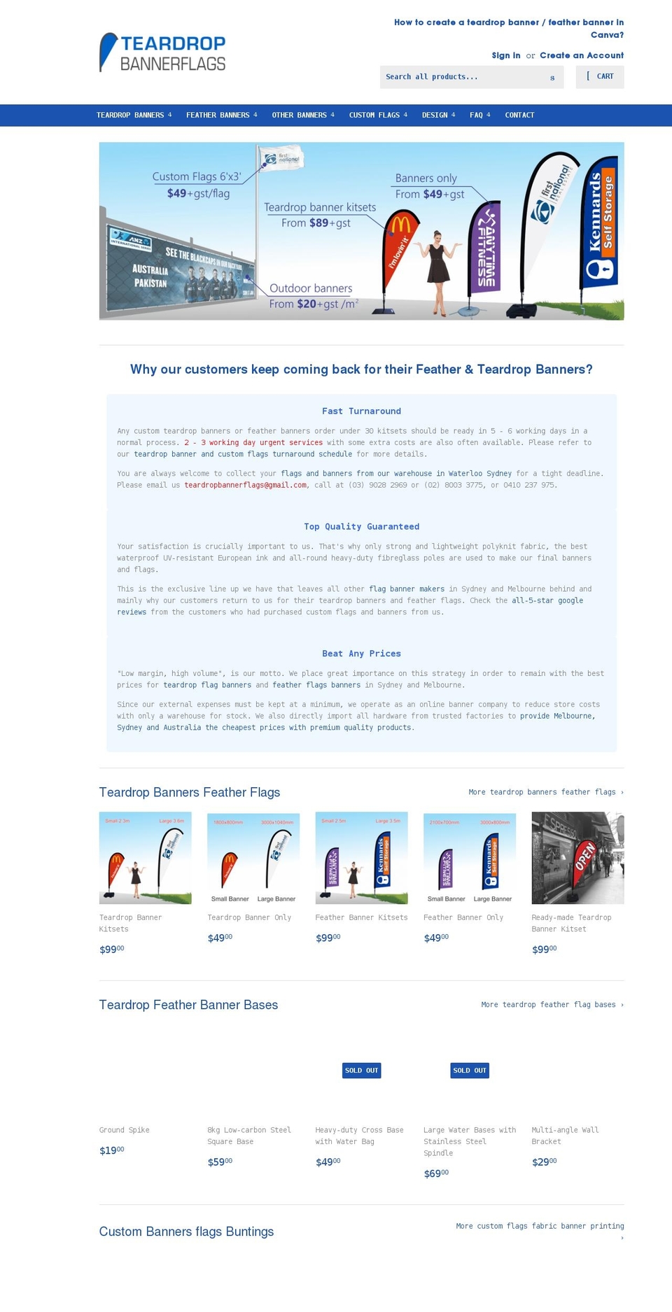 teardropbannerflags.com.au shopify website screenshot