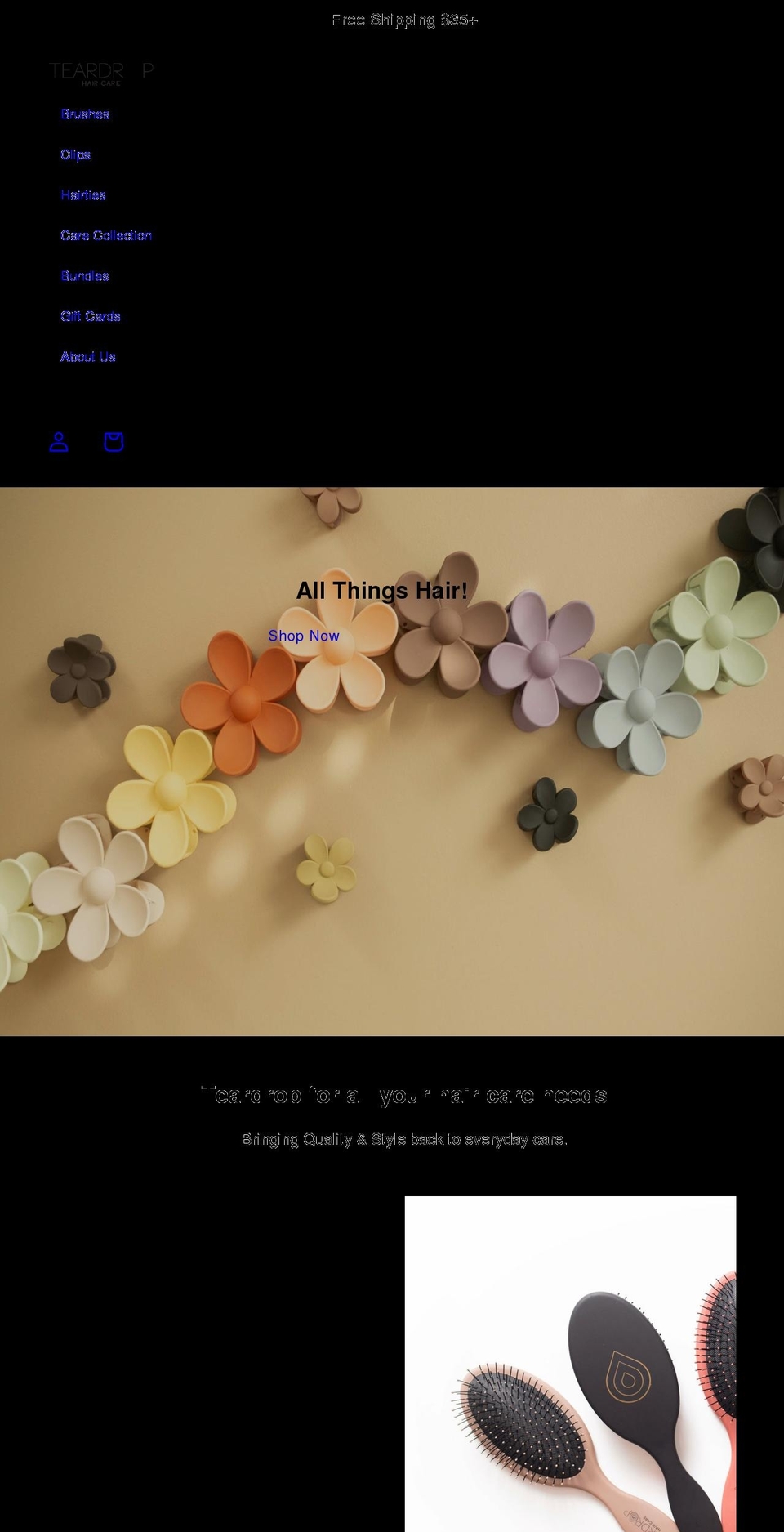 teardrophaircare.com shopify website screenshot