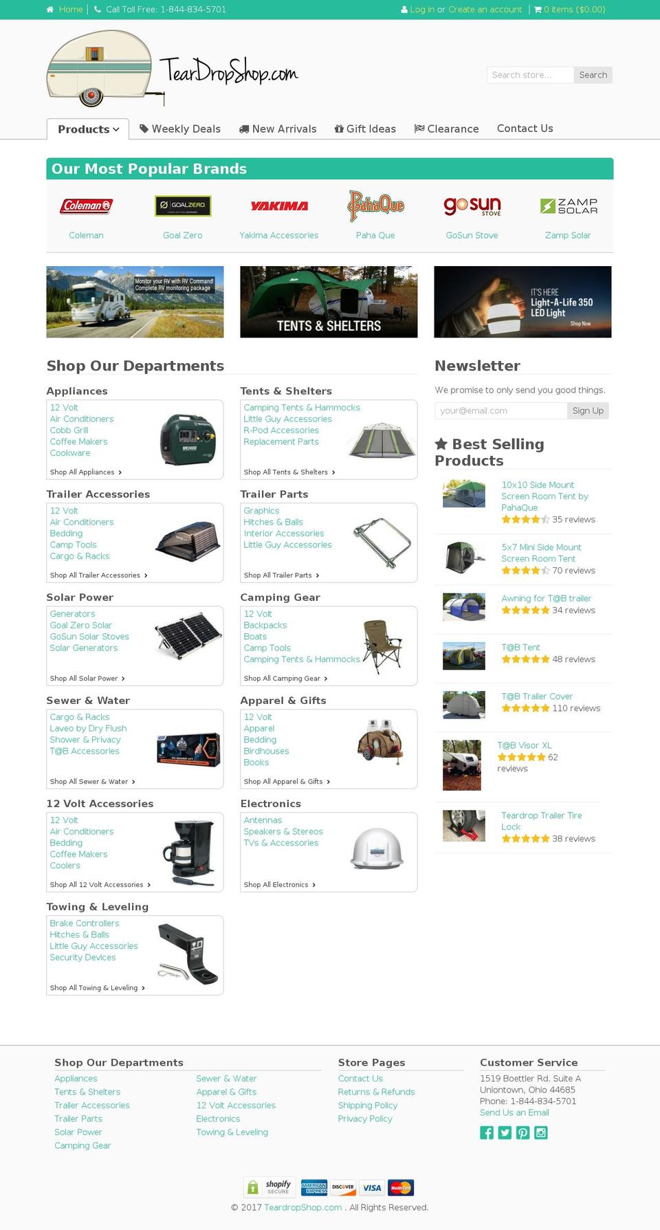 teardropshop.com shopify website screenshot