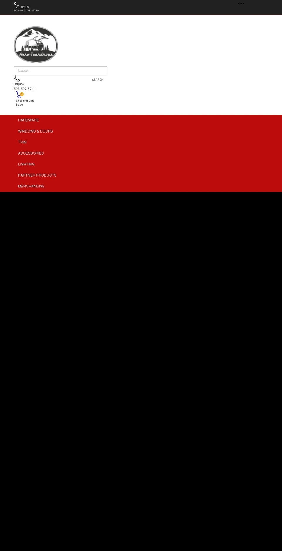 teardroptrailers.net shopify website screenshot