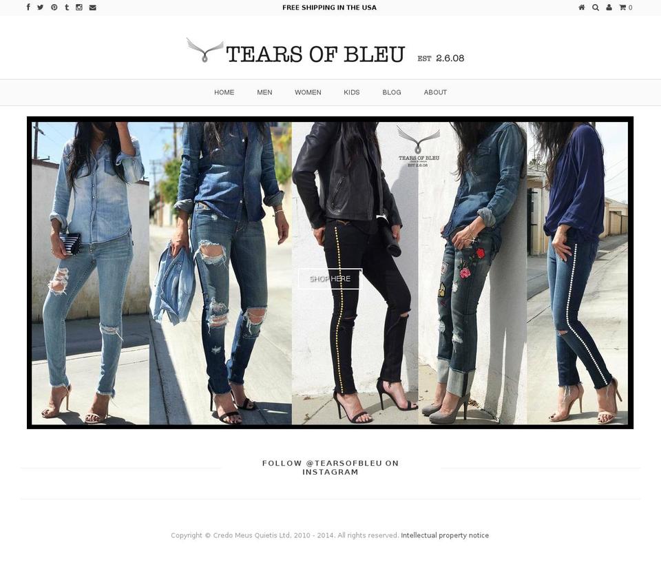 tearsofbleu.com — Shopify storefront screenshot