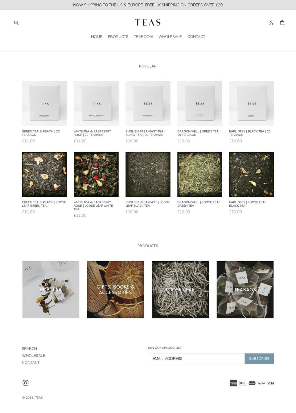 teas.co.uk shopify website screenshot