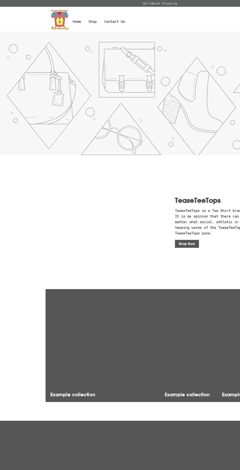 teaseteetops.com shopify website screenshot