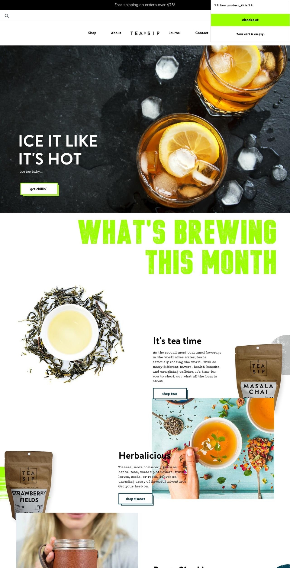 teasip.com shopify website screenshot