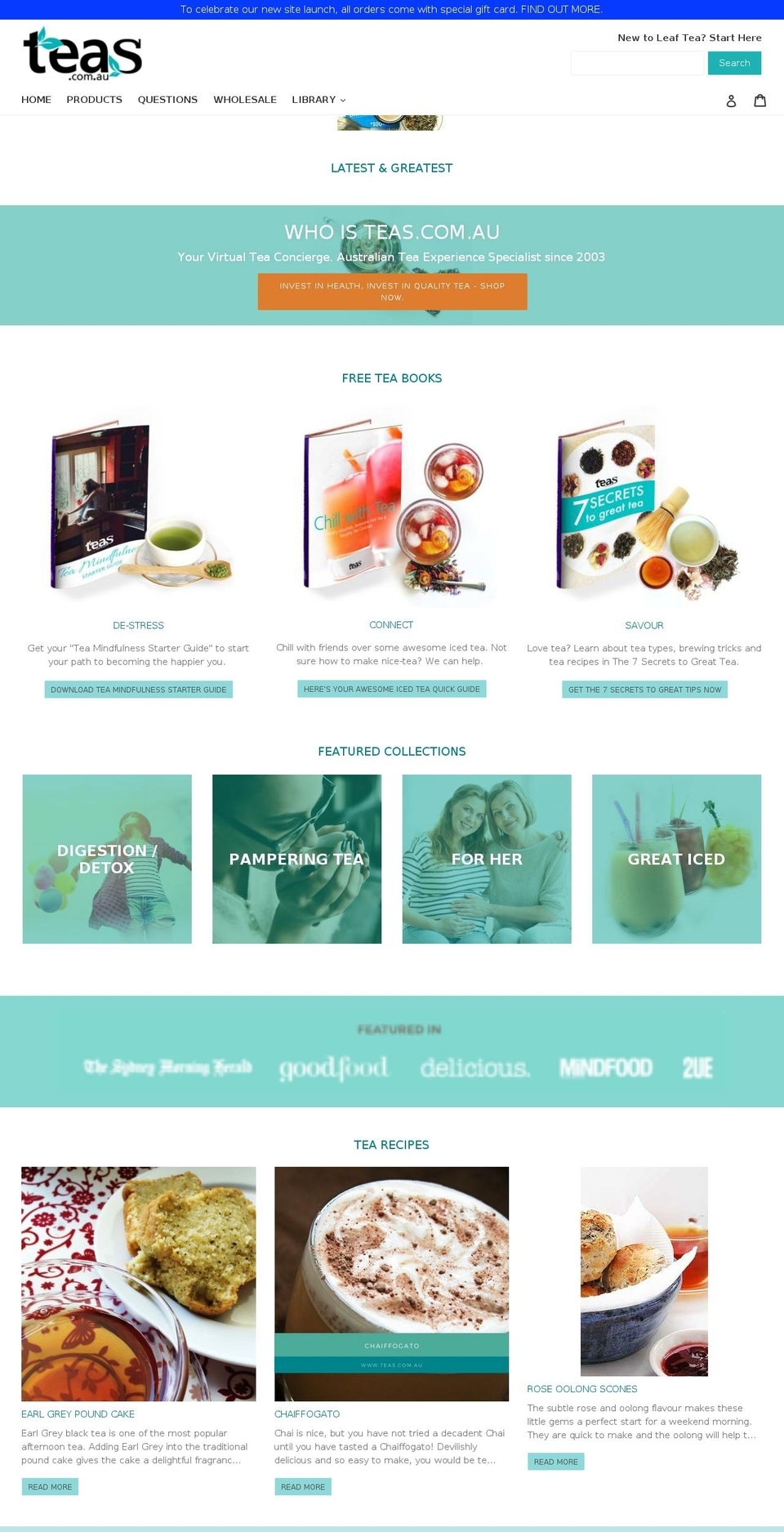 teasonline.com.au shopify website screenshot