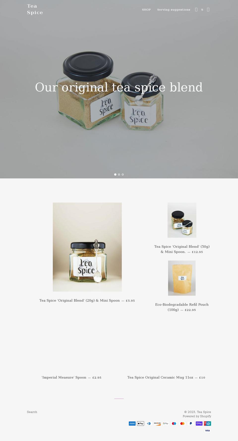 teaspice.co.uk shopify website screenshot