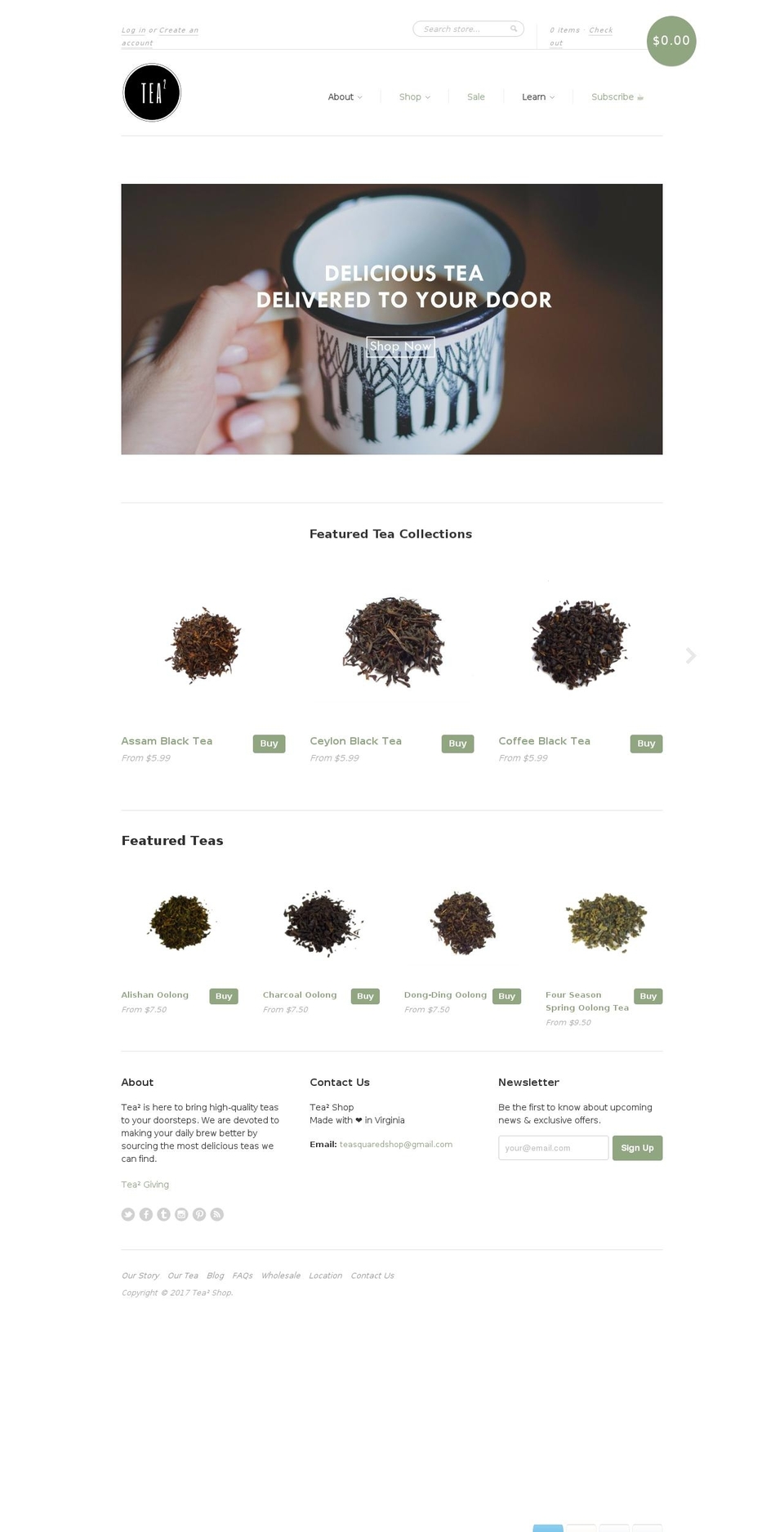 teasquaredshop.com shopify website screenshot