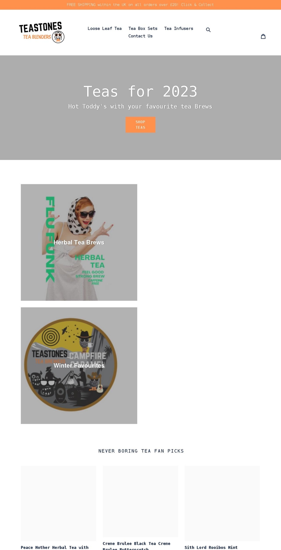 teastones.co.uk shopify website screenshot