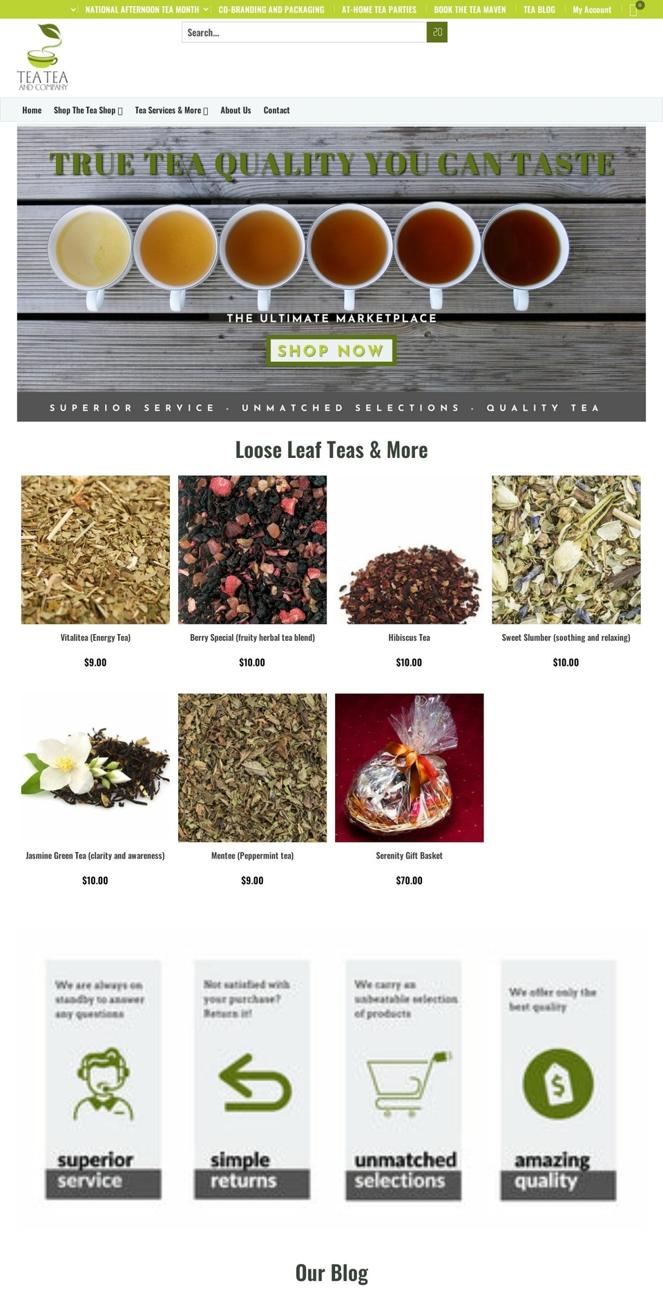 teateaandcompany.com shopify website screenshot