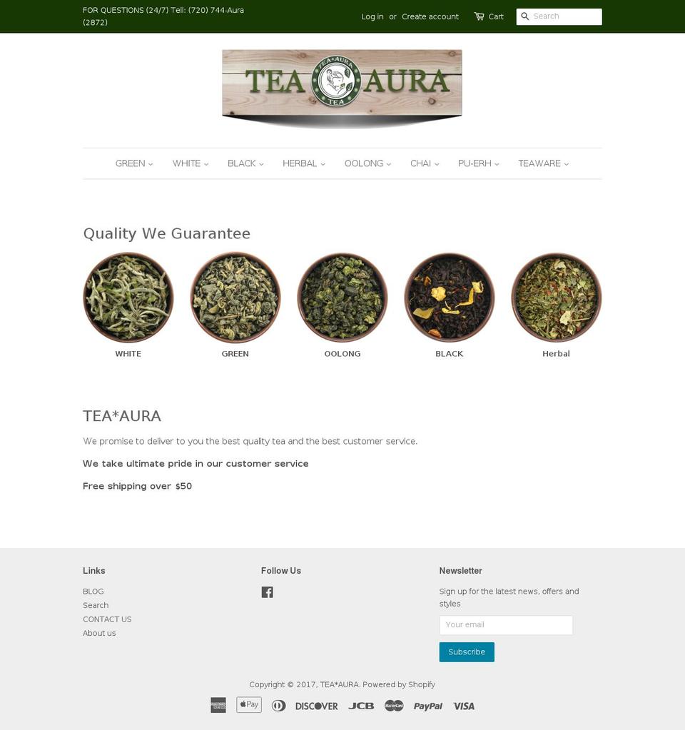 teauratea.com shopify website screenshot