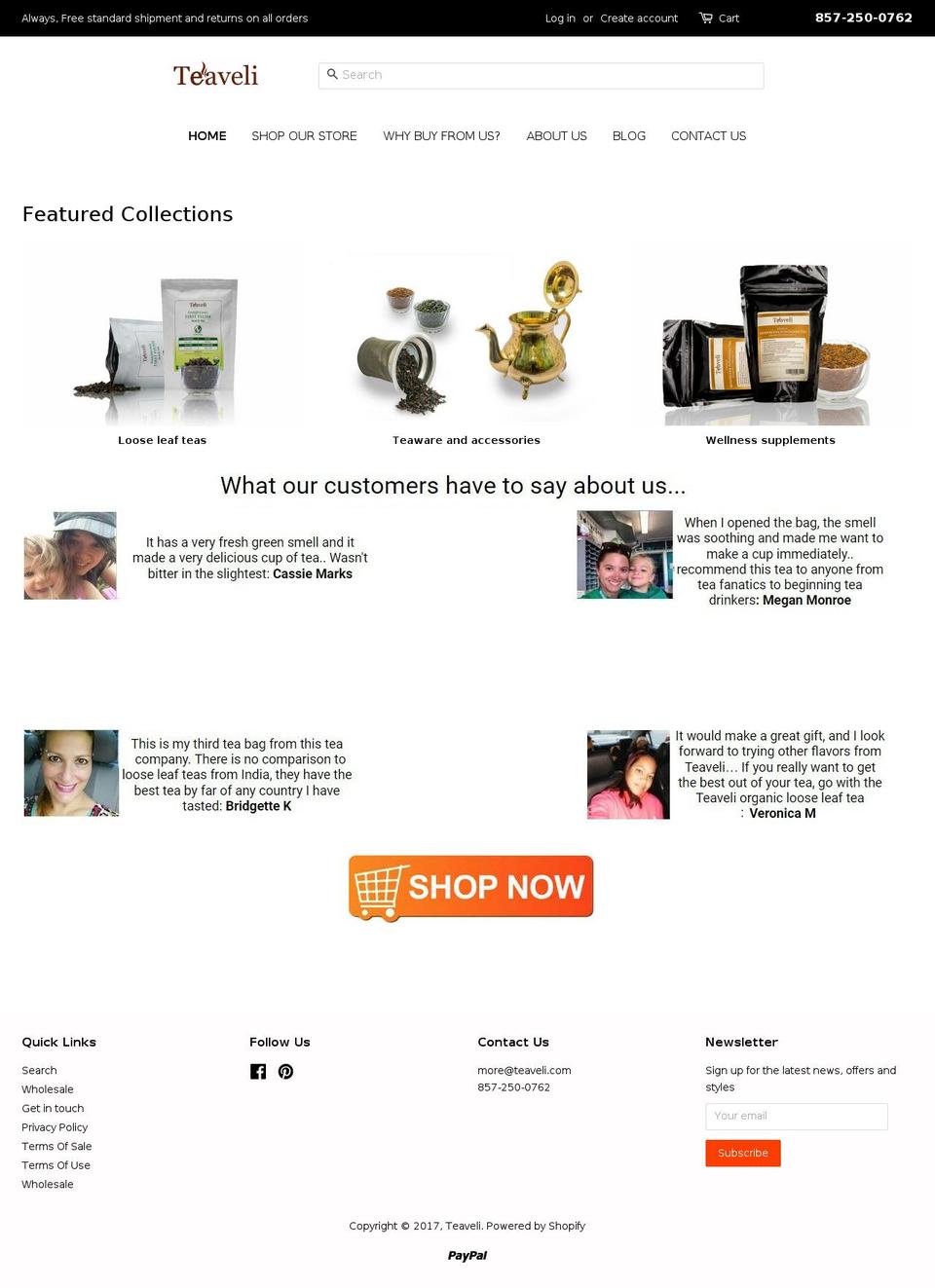 teaveli.com shopify website screenshot