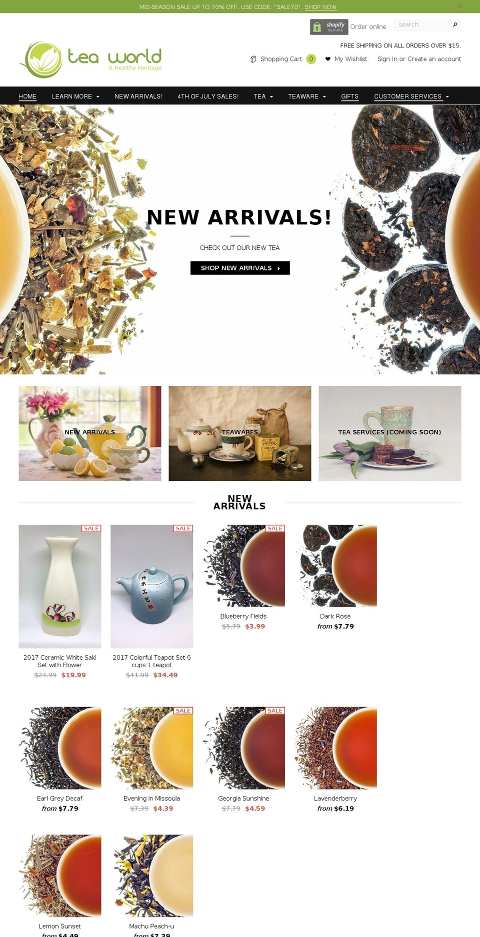 teaworldaz.com shopify website screenshot