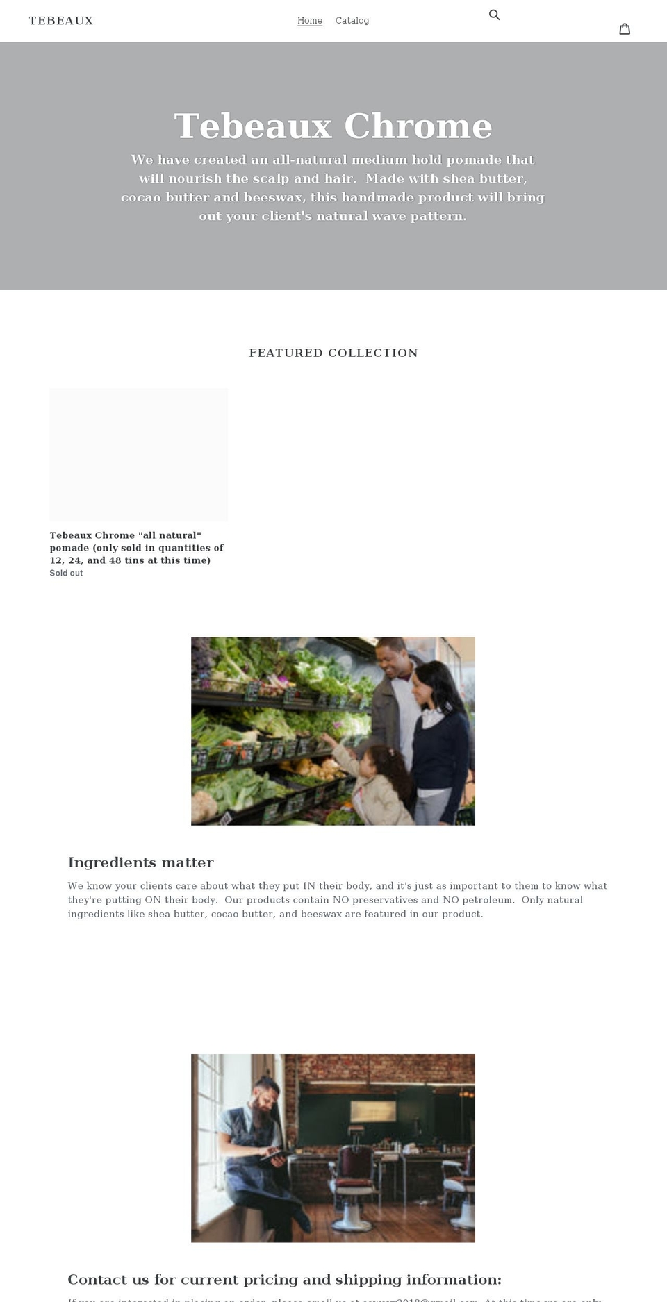 tebeaux.com shopify website screenshot